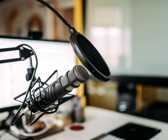 Podcast studio and microphone australia